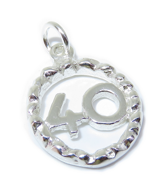 Sterling Silver Charm 40 Number .925 Fortieth Birthday Pendant