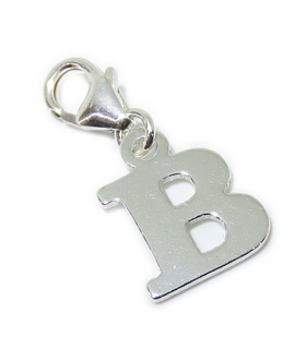 Letter N Initial sterling silver charm on 9mm clip .925 x1
