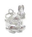 Rabbit and Baby sterling silver charm .925 x 1 Rabbits charms
