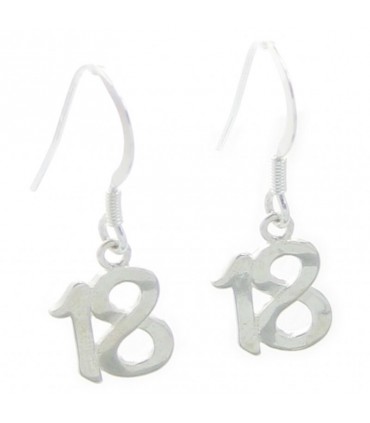 18th Birthday sterling silver drop earrings .925 x 1 pair drops