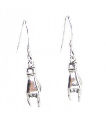 Italian Good Luck Hand Sign sterling silver earrings .925 x 1 pair