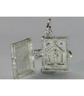 Bible opening sterling silver charm .925 x 1 Holy books religious charms BJ1403 