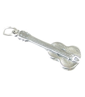 Soldered On Clasp Musical Violin & Bow 3D Sterling Silver Clip On Charms 