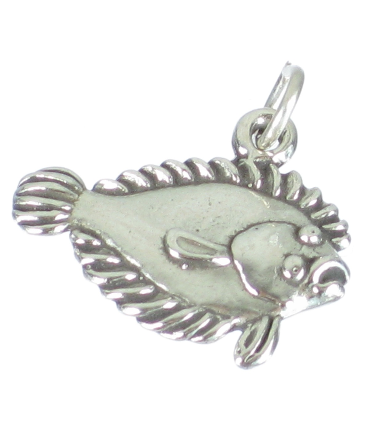 Flat Fish Halibut sterling silver charm .925 x 1 Fishing Fishes charms