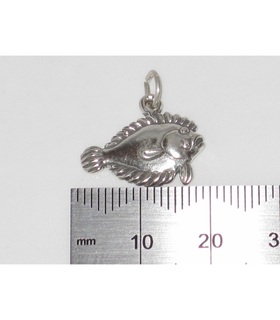 Flat Fish Halibut sterling silver charm .925 x 1 Fishing Fishes charms SSLP2633 