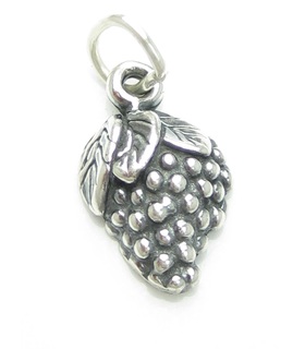 Bunch of Grapes 2D small sterling silver charm .925 x 1 grape charms