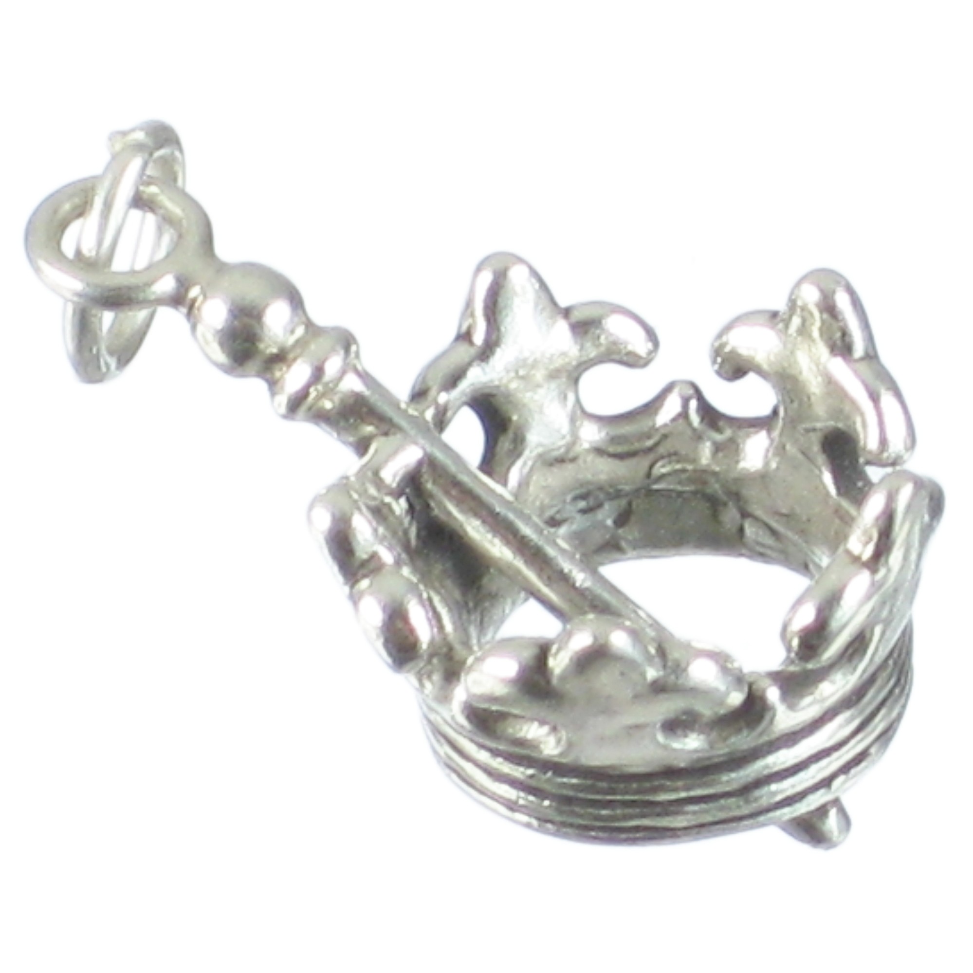 Crown and Sceptre sterling silver charm .925 x 1 Crowns Scepter charms