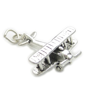 JewelsObsession Sterling Silver 26mm Airplane Charm w/Lobster Clasp 