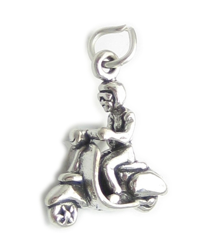 Girl on a Scooter Moped sterling silver charm .925 x 1 Scooters charms SSLP4518