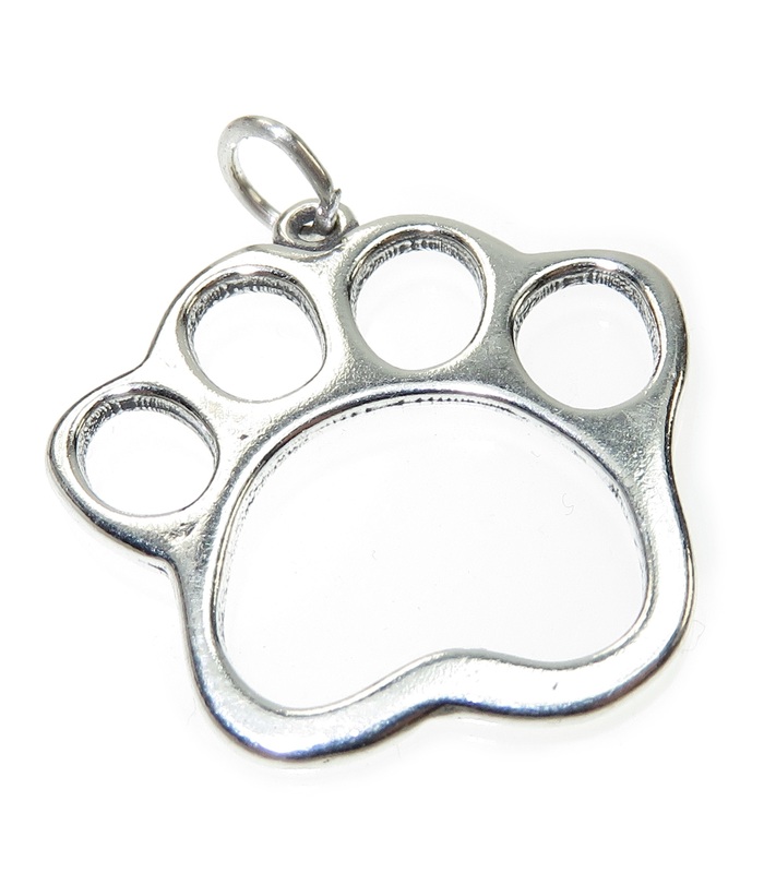 Large Pawprint sterling silver charm pendant .925 x 1 Dogs Cats charms