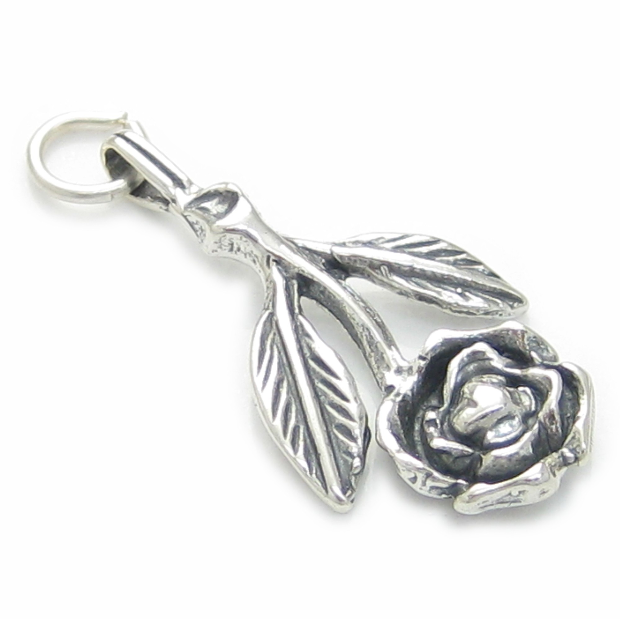 Rose sterling silver charm .925 x 1 Roses Flower Flowers Plants charms ...
