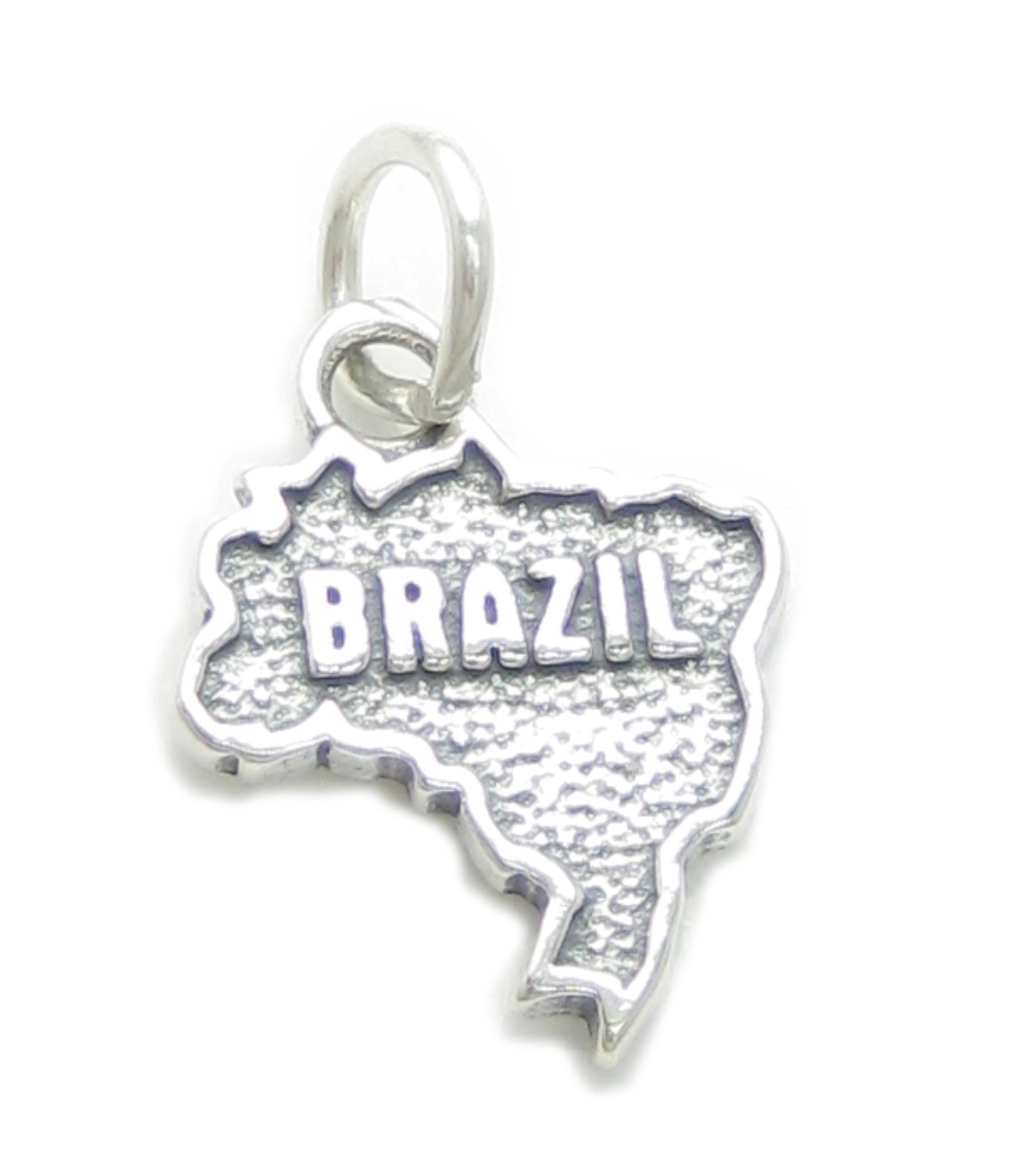 Charm de plata de ley con mapa de Brasil .925 x 1 Charms del país de Brasil