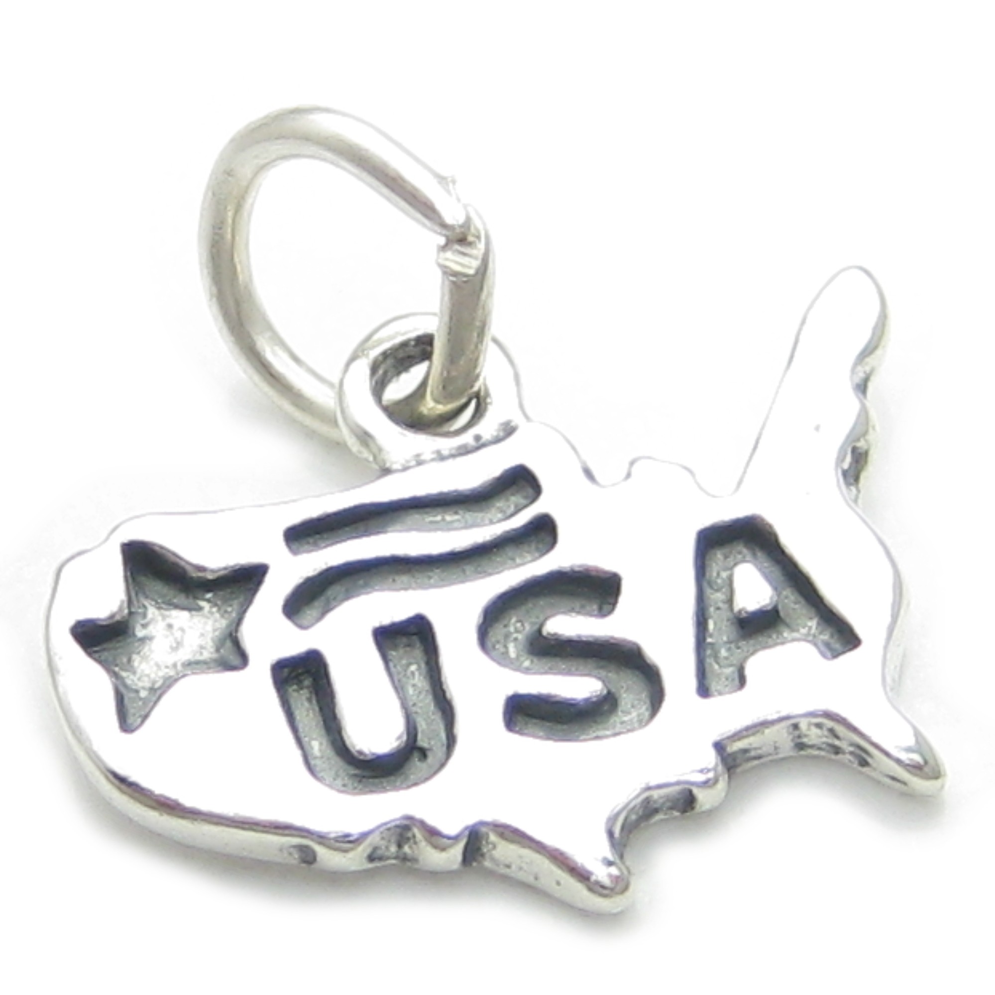 USA sterling silver charm .925 x 1 Map United States of America charms