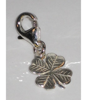4 Leaf clover on lobster clip sterling silver charm .925 x1 Lucky charms CER5971