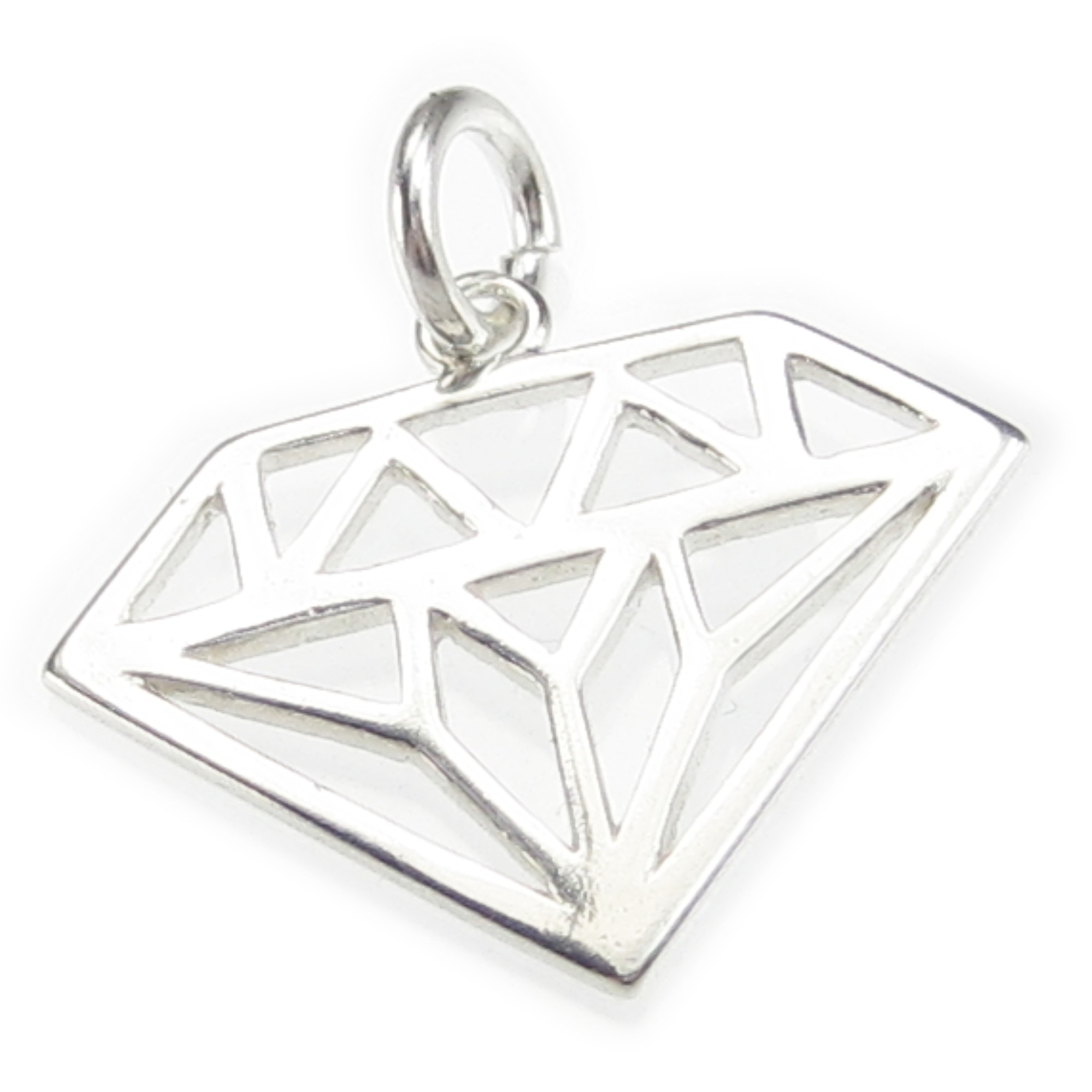 Diamond Shape sterling silver charm .925 x 1 Gems and Diamonds charms