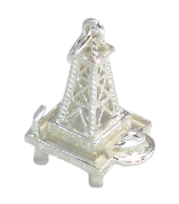 Oil Rig sterling silver charm .925 x 1 Drilling Platform Rigs Charms BJ1069 